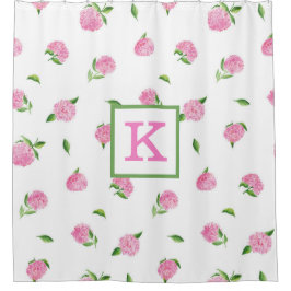 Cortina Para Box Monograma Floral Elegante de Hortênsia Rosa em Aqu