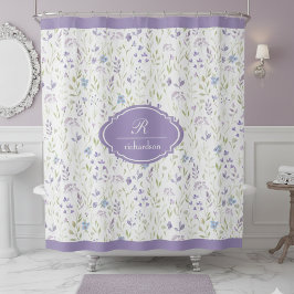 Cortina Para Box Monograma Floral Púrpura Personalizado