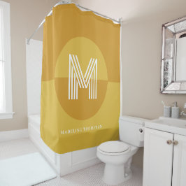 Cortina Para Box Monograma Geométrico Moderno Amarelo Chic Mostarda