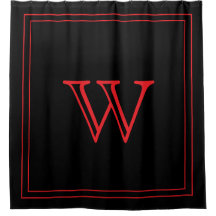 Monograma inicial elegante preto e vermelho