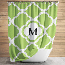 Cortina Para Box Monograma Moderno em Quatrefoil Verde