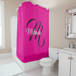 Cortina Para Box Monograma moderno minimalista, nome inicial rosa q