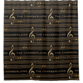 Cortina Para Box Monograma Mute Gold Treble Clef e Notas