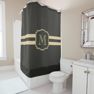 Cortina Para Box Monograma preto e dourado