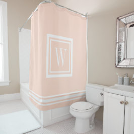 Cortina Para Box Monograma Quadrado Clássico Rosa e Branco