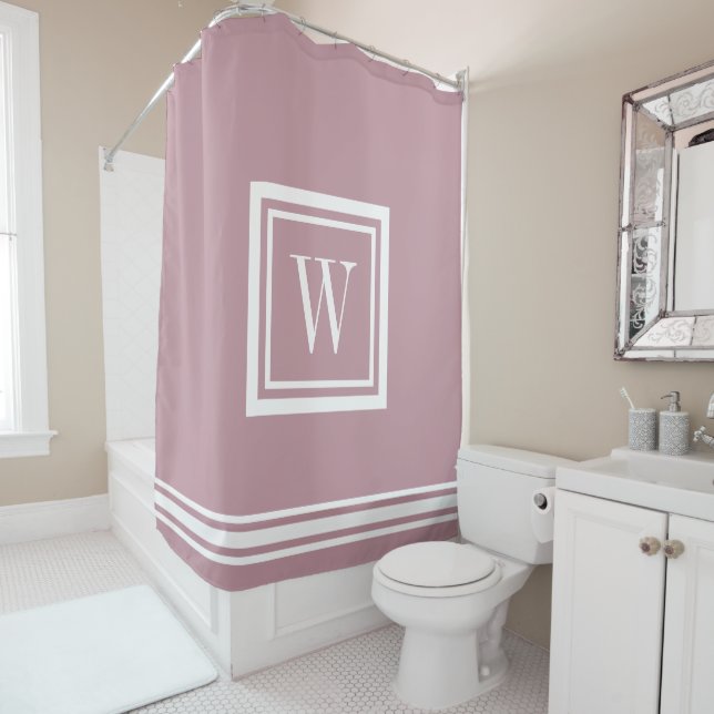 Cortina Para Box Monograma Quadrado Clássico Rosa e Branco (In Situ)