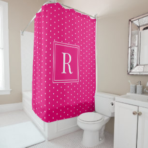 Cortina Para Box Monograma Rosa Quente Moderno