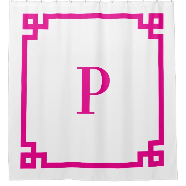 Cortina Para Box Monograma Simples Chave Grega Rosa Quente (Frente)