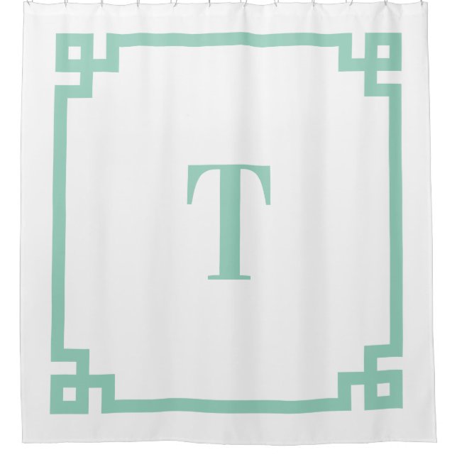 Cortina Para Box Monograma Simples de Chave Grego Leve Teal (Frente)