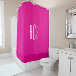 Cortina Para Box Monograma Simples de Três Letras em Rosa Quente e 