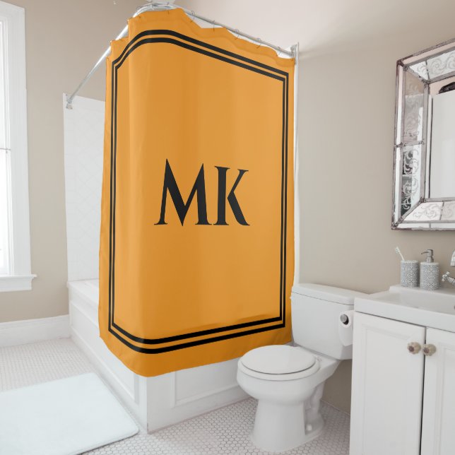 Cortina Para Box Monogramas Laranja Amarelo-Amarelo Na moda Decor (In Situ)