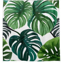 Cortina Para Box Monstera Deixa Aquarela Tropical Botânica