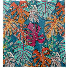 Cortina Para Box monstera deliciosa pavão