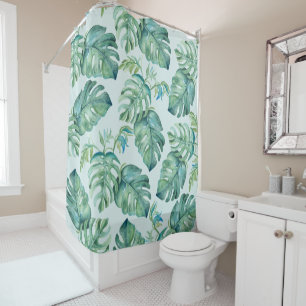 Cortina Para Box Monstera Palm Folhas Tropicais