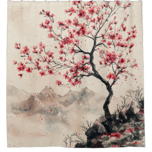Cortina Para Box Montanha Serenidade Crimson Sakura (1)