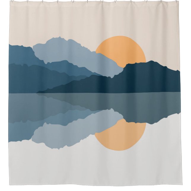 Cortina Para Box Montanhas azuis no lago (Frente)