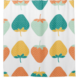 Cortina Para Box Morangos Multicoloridos: Padrão De Fruta Vintage.