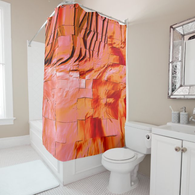 Cortina Para Box Mosaico abstrato, ligeiramente esculpido e salmão  (In Situ)