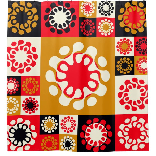 Cortina Para Box mosaico étnico estilo asiático com flores estiliza (Frente)