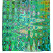 Mosaico Retro Ondulado Colorido Abstrato Verde