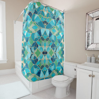 Cortina Para Box Mosaico Turquoise Abstrato