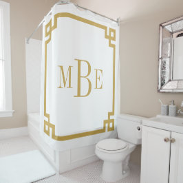 Cortina Para Box Mostarda e Branco Greek Key | Monogramado