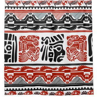 Cortina Para Box Motivos indianos, vermelho-preto, padrão perfeito.