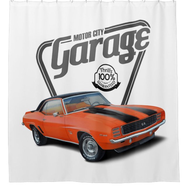 Cortina Para Box Motor City Garage Orange Camaro (Frente)