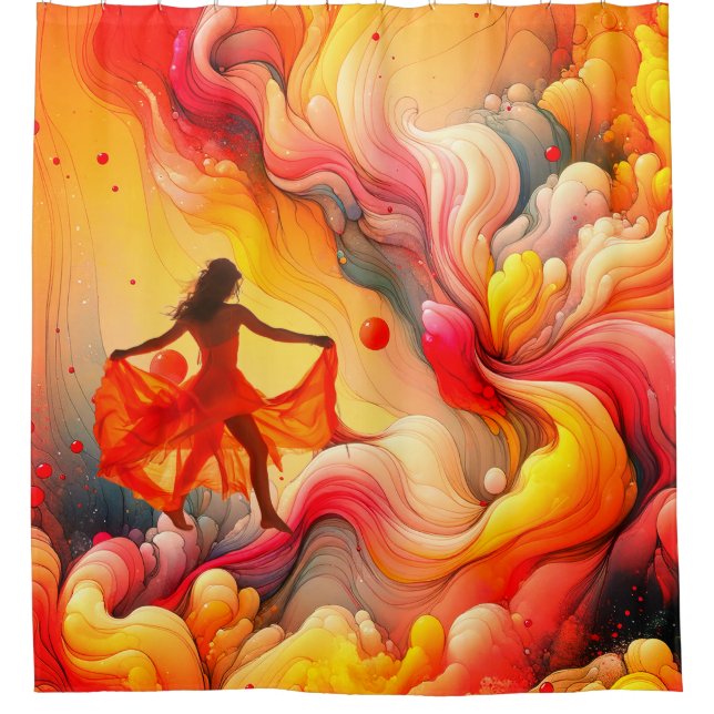 Cortina Para Box Mulher Abstrata Caminhando nas Nuvens (Frente)