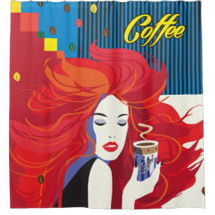 Cortina Para Box "Mulher bonita da forma com pop art do copo de