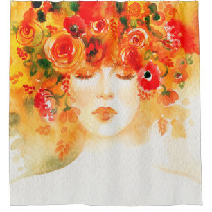 Cortina Para Box Mulher bonita de aquarela vestindo coroa