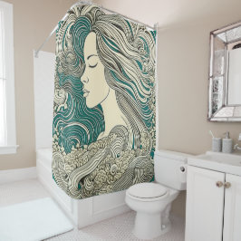 Cortina Para Box Mulher do Teal e do Tan Water