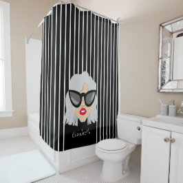 Cortina Para Box Mulher legal com Cinza com nome personalizado de ó