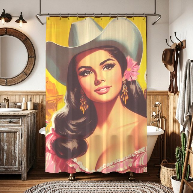 Cortina Para Box Mulher Retro do Campo (Criador carregado)
