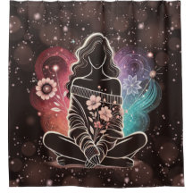 Mulher Serena em um Sonho Floral Cósmico