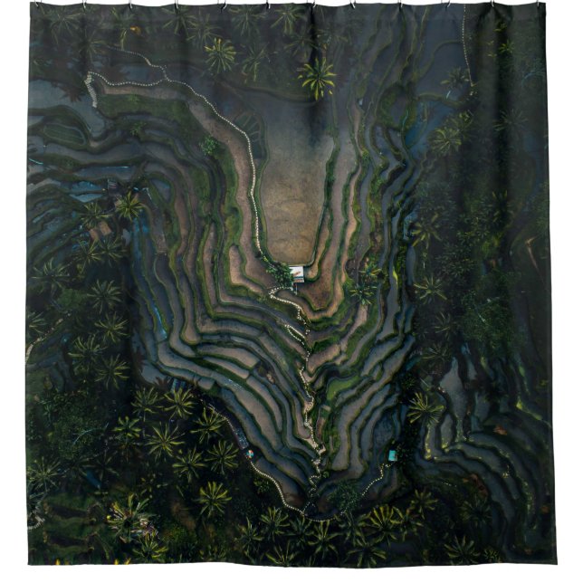 Cortina Para Box musgo verde na rocha negra (Frente)