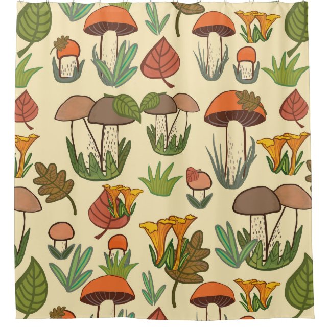 Cortina Para Box Mushroom pattern.  (Frente)