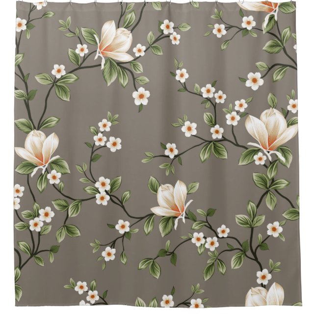 Cortina Para Box mustered small flowers with green leaves pattern o (Frente)
