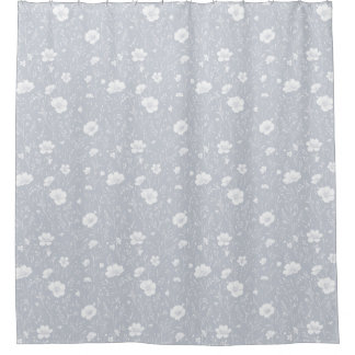 Cortina Para Box Muted Gray And White Wildflower Pattern