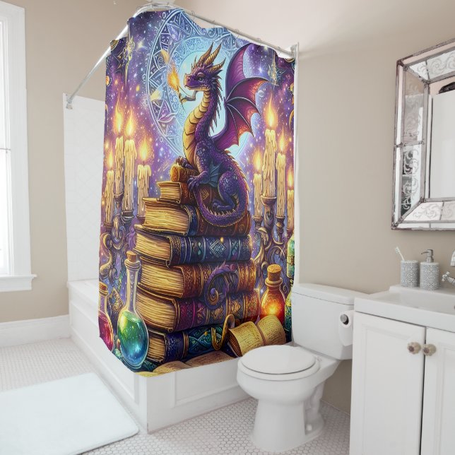 Cortina Para Box Mystical Dragon Wizard Books (In Situ)