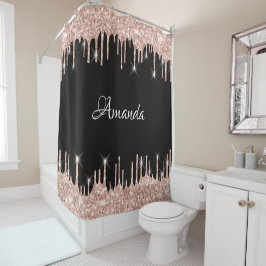 Cortina Para Box Name Sparkly Glitter Drives Rosa Rosa Dourada Blus