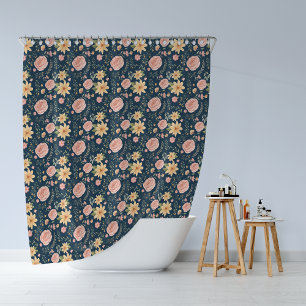 Cortina Para Box Nany Blue Elegant Vintage Wildflower Rosa Patterno