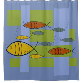 Cortina Para Box Natação retro moderna dos peixes do meio século no