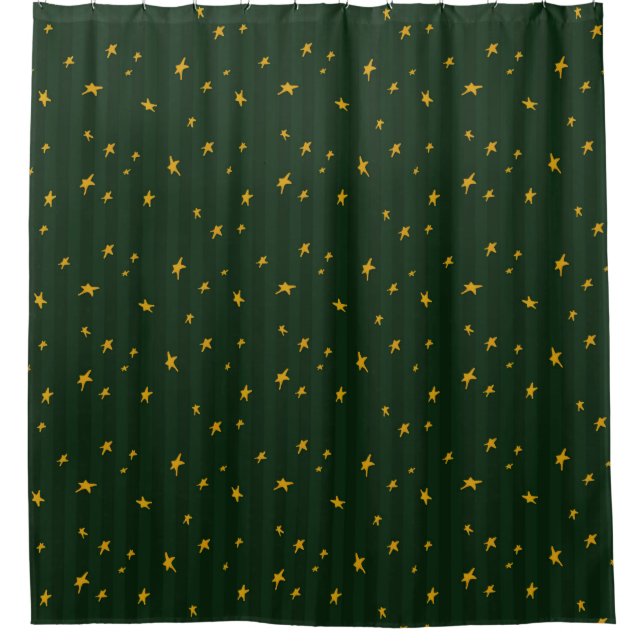Cortina Para Box Natal Verde Amarelo Listra Estrela  (Frente)