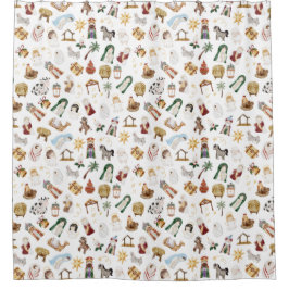 Cortina Para Box Natividade Natal Cristã de Aquarela