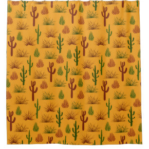 Cortina Para Box Natureza Selvagem Cactus Bushes Padrão