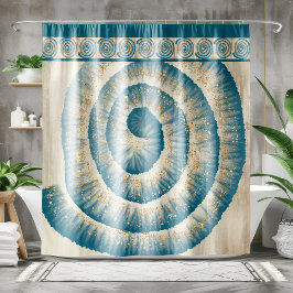 Cortina Para Box Nautilus Shell Spiral Teal