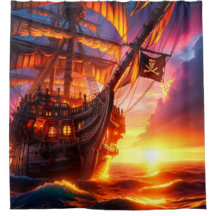 Cortina Para Box Navio pirata sunset