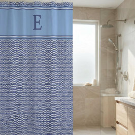 Cortina Para Box Navy Geometric Chevron Monogram Design