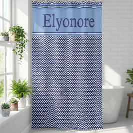 Cortina Para Box Navy Geometric Chevron Name Design